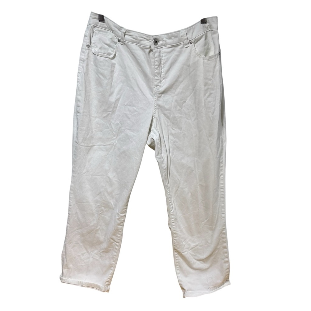 Style & Co Womens Curvy Capri Pants White Stretch Denim Cropped Jeans Sz14 #338